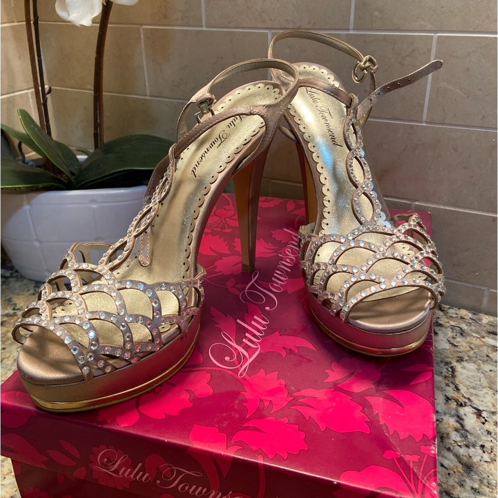 Platform rhinestone heels